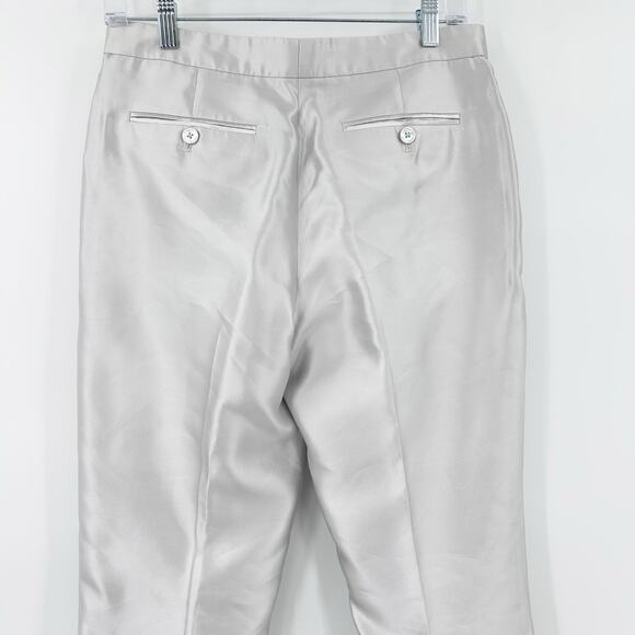 Ralph Lauren Black Label 100% Silk Straight Leg Trouser Pants Silver Womens 6 - Picture 11 of 12